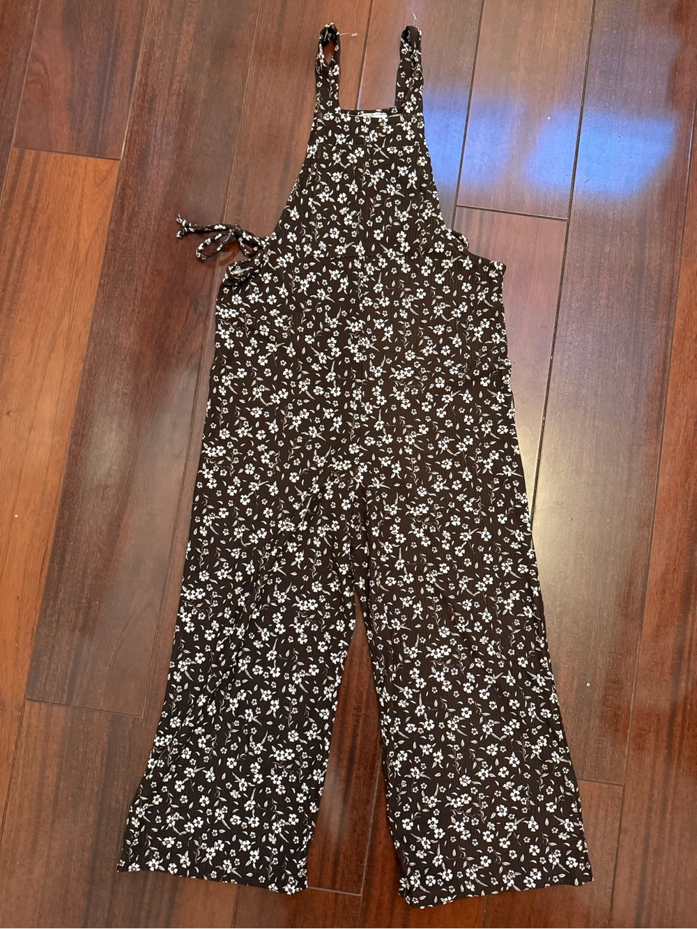 Girls Brown Floral Wide-Leg Jumpsuit - Picture 1 of 2